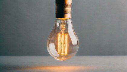 Innovative Illumination: Glowing Edison Bulb on Gray Background