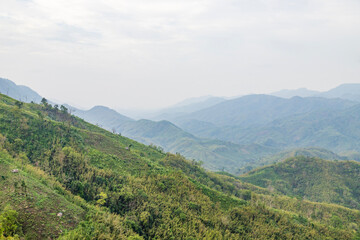 Naklejka na ściany i meble Beautiful dampui hills in mizoram.The green hills around the village of dampui near the city of aizawl mizoram in india.
