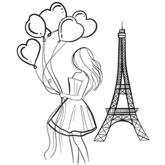 eiffel tower and paris. vector illustration. - 790066892