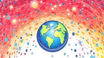 Colorful globe watercolor illustration. Environment save. Earth day. Save a planet. World tour