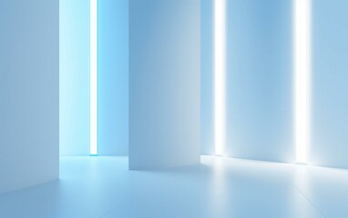 Contemporary light blue room with gentle illumination