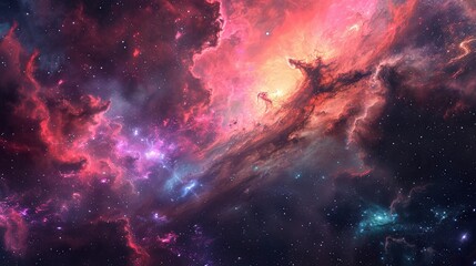 Naklejka premium Glowing huge nebula with young stars. Space background.