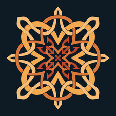 Flower seamless pattern orange tone and dark blue background set 6 number 7