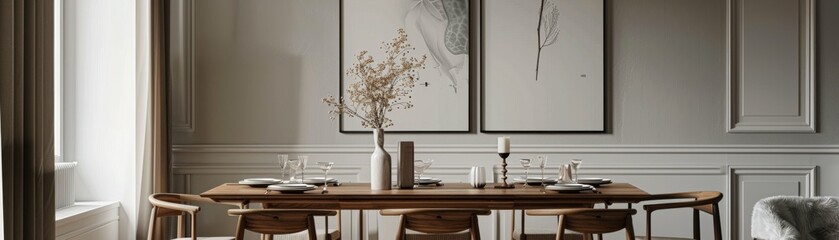 Contemporary dining room interior ideal for frame mock-up.
