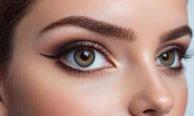 Close up photo of woman's eyes with natural make up
