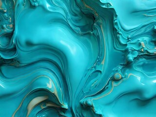 Painted background. Abstract emotional art. Modern design element. Liquid acrylic paints, turquoise texture.