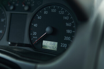 Car speedometer. auto Dashboard with speed gauge, tachometer and odometer