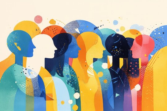 A colorful paper cutout of many human figures in different colors, symbolizing diversity and the power to make positive changes for interconnected individuals. 