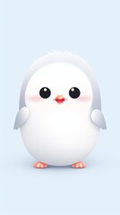 A cute cartoon penguin with big eyes and a pink blush on its cheeks.