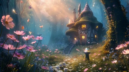 Fairy Day background concept. woods nature. copy space