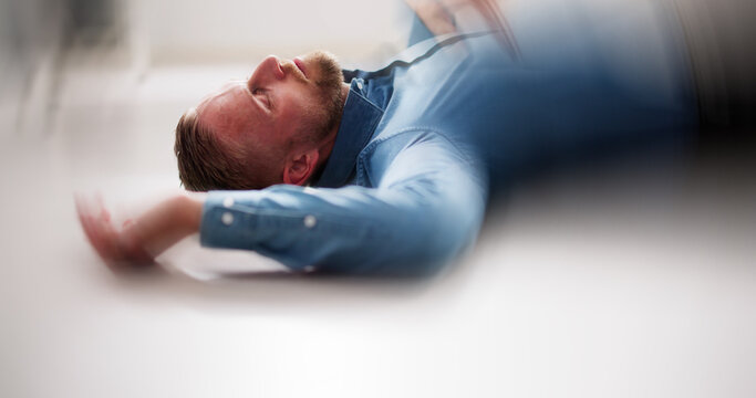 Epilepsy Seizure. Man With Overdose Failure