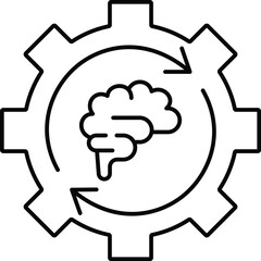brain in cogwheel Vector icon which can easily modify or edit