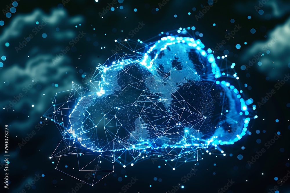 Poster examining the pivotal role of cloud computing in empowering businesses to scale globally, revolution