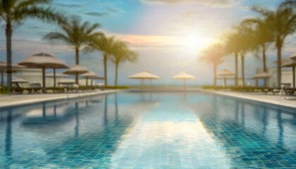 Blurred Resort Escape: Abstract Outdoor Swimming Pool Background