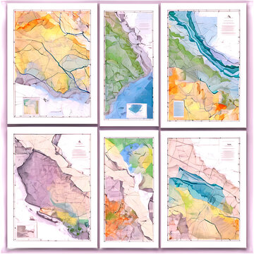 A series of framed geological maps Transparent Background Images 