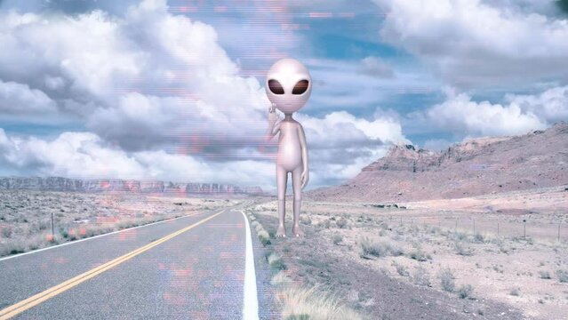 Welcome to Area 51. Alien waving