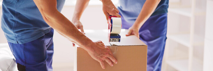 Mover Service Packing Box. Moving Delivery - obrazy, fototapety, plakaty