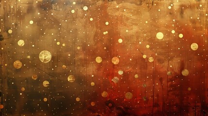 An abstract painting featuring bold gold and red colors in expressive brush strokes - obrazy, fototapety, plakaty