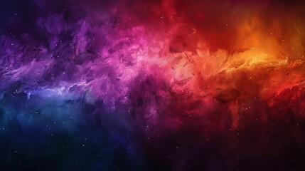 A vibrant space featuring an array of colorful stars and fluffy clouds scattered throughout - obrazy, fototapety, plakaty