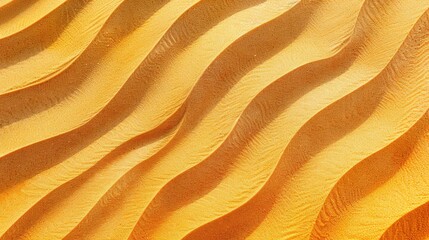 top view of textured sand with smooth waves and orange color filter, abstract Lines Pattern Background , desert sand dunes. Endless yellow sands of the Sahara Desert. 3d rendering
