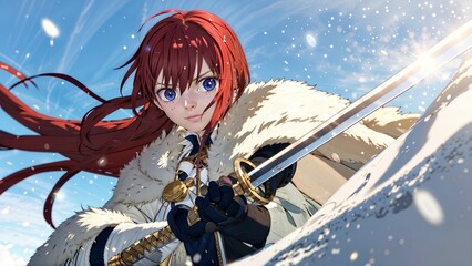 anime girl in winter adventure