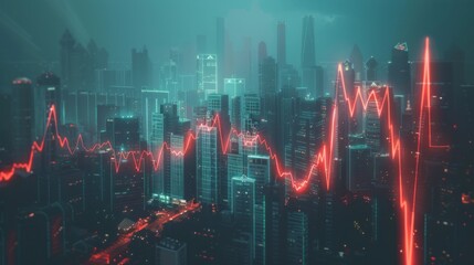 Financial crisis concept, Stock market, Business growth down - obrazy, fototapety, plakaty