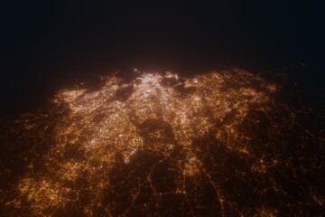Aerial view on Helsinki (Finland) from north. Satellite view on modern city at night