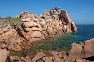 Fototapeta na wymiar idyllic coastal Landcape called Cote de Granit Rose,Brittany,France