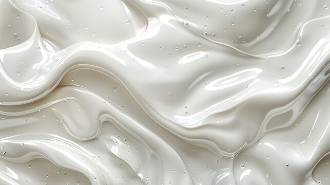 Detailed examination of a white liquid texture, showcasing its smooth, flowing consistency in extreme close-up