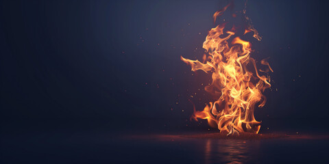 Fire in the dark. AI generated art illustration.