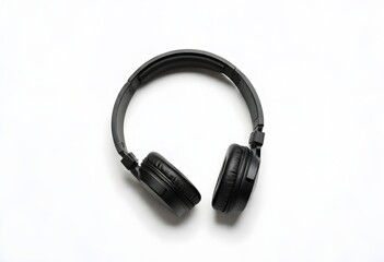 Black on-ear DJ headphones isolated on white background