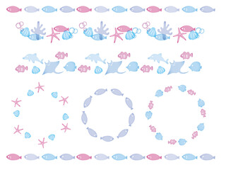 海のいきものフレームとラインセット