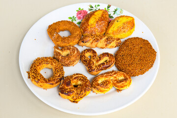 Turkish homemade sweet and savory cookies .Tatli tuzlu kurabiye. Karisik kuru pasta .
