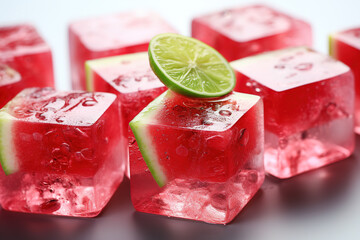 Creative illustration of watermelon ice cubes - 790083690