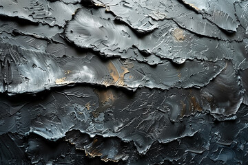 Detailed view of a painting with black brush strokes texture