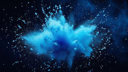 Blue Color Powder Explosion Splash with Freeze Effect