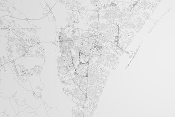 Map of the streets of Wilmington (North Carolina, USA) on white background. 3d render, illustration