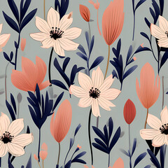 Photo of a beautiful floral flower background for clothes, textiles, decorations, events, etc. generative ai