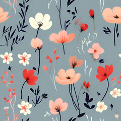 Photo of a beautiful floral flower background for clothes, textiles, decorations, events, etc. generative ai