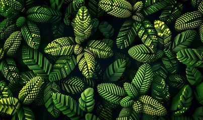 Illustrate the distinctive plant ecosystem in a pixel art style, focusing on the dynamic patterns and shapes visible only from above - obrazy, fototapety, plakaty