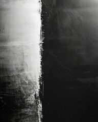 Black and white abstract painting with texture divide