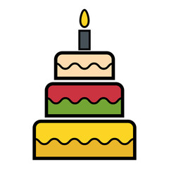 Sweet cake icon, bakery dessert food symbol, happy birthday day graphic vector illustration