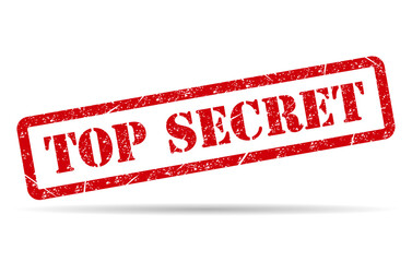 Top secret stamp shadow symbol, label sticker sign button, text banner vector illustration