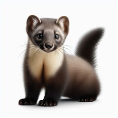 Image of isolated pine marten against pure white background, ideal for presentations

