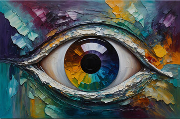 painting of colorful eye conceptual art abstract background multicolor 