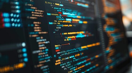 Programming code typing. Developer software programming code. Software data monitor new function. Abstract computer script code. Web or application development, business a