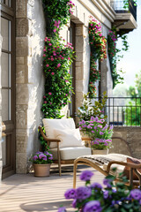 Fototapeta na wymiar Urban Oasis: Contemporary Balcony Blooms