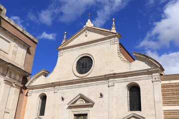 Santa Maria del Popolo Basilica Facade Detail in Rome, Italy