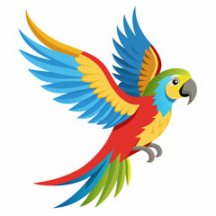 Parrot flying vector illustration on white background