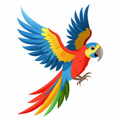 Parrot flying vector illustration on white background